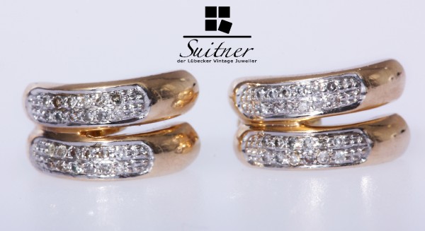 Halbcreolen mit Diamanten zus. ca. 0,12 ct. 585 Gold