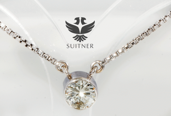 Halbkaräter Brillant Solitär Collier Kette 0,50ct 585 Weißgold Luxus Kette