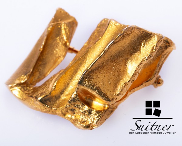 Lapponia Brosche 585 Gold von 1972 Nugget Weckström Luxus pur