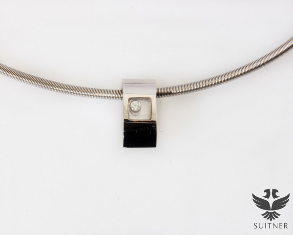 Chopard Collier mit Happy Diamonds Square Anhänger, 750 Weißgold