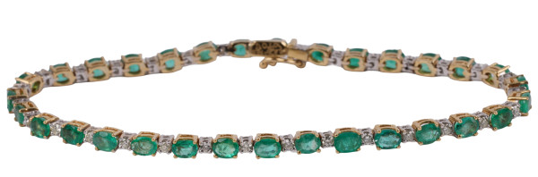wertvolles 5,89ct. Smaragd Tennisarmband mit Brillanten aus 750 Gold Emerald