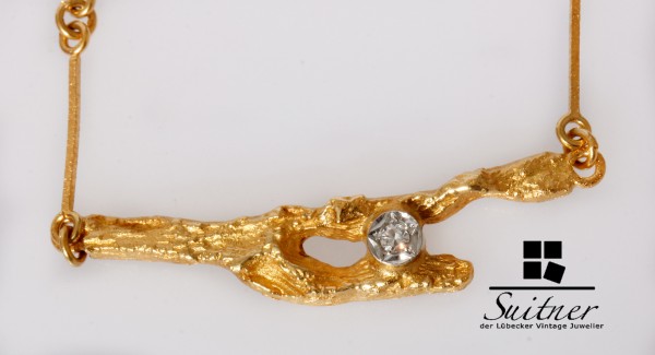 Lapponia Collier Kette Finnland Diamant 0,02 ct 750 Gold