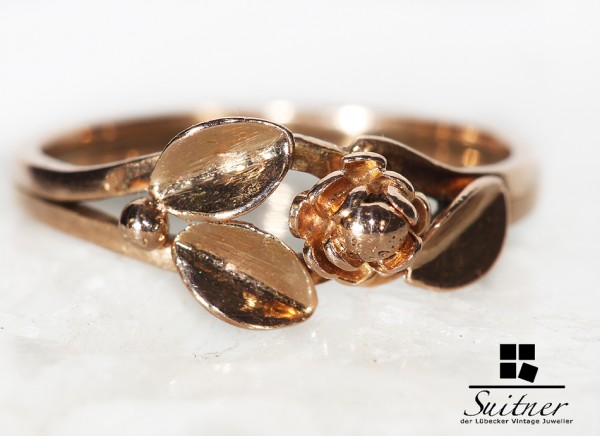 antiker Blüten Ring Roségold 585 Gold - Gr. 54 - sehr wertige Arbeit