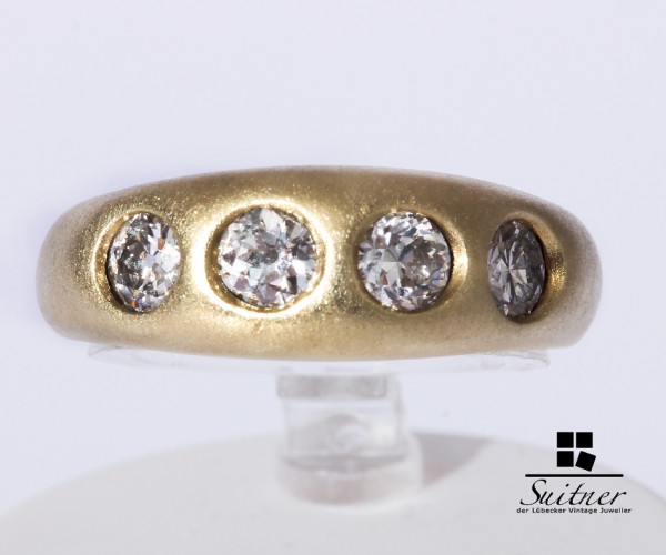 wertvoller Bandring Altschliff Diamanten zus. 1,00ct. 585 Gold Gr. 54 Matt Ring