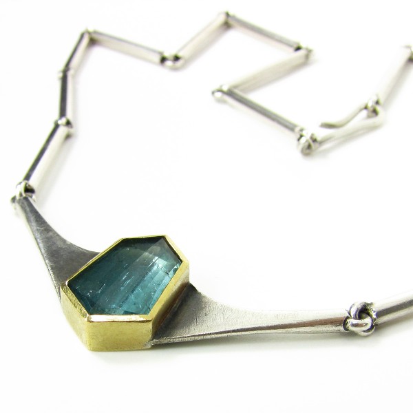 Handarbeit Goldschmied XL Collier Turmalin Silber 917 Gold 22 Karat